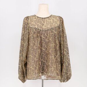 SHOW ME YOUR MUMU Happy Hour Top Snakeskin Glitter Python Puffed Sleeves Size M
